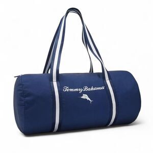 Navy‎ Tommy Bahama canvas duffel bag with white stripes #travel